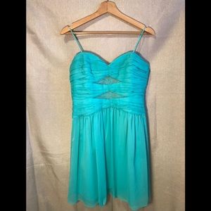 Max and Cleo turquoise strapless dress